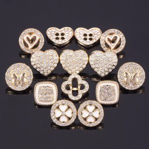 Mini pearl and rhinestone metal button