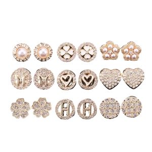 Full range of mini faux pearl and rhinestone buttons in assorted heart, flower and decorative designs with gold-tone metal, small decorative buttons for sewing and crafts
