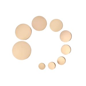 Minimalist solid metal buttons in glossy gold-tone, silver-tone and black with a polished mirror finish, round flat shank buttons for shirts, blazers and DIY sewing