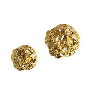 Gold metal coat button with an irregular crushed-metal texture, shank back, 18mm for coats and jackets
