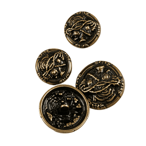 Vintage vine metal buttons in antique bronze-tone with an embossed vine pattern and shank back