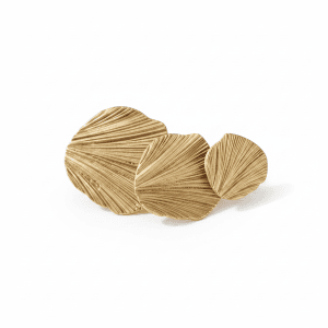 Ginkgo leaf buttons in matte gold, three fan-shaped metal sew-on buttons in different sizes for coats, blazers and cardigans