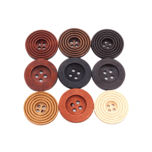 Vintage spiral round wooden 4-hole buttons in multiple coffee tones, for sewing coats, cardigans and clothing