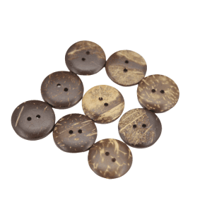 Natural coconut buttons in dark brown, round coconut shell sew-through buttons