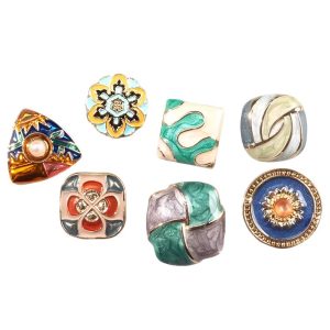 Colorful enamel rhinestone buttons, floral and round enamel designs with faceted rhinestone detail