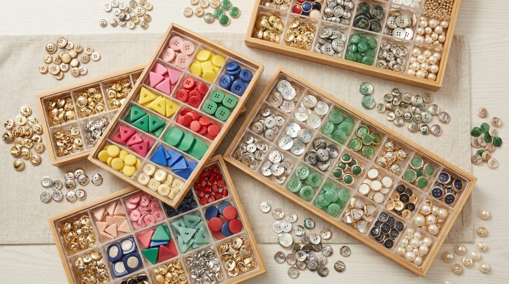 Wholesale buttons in metal, resin, shell and glass for bulk and custom orders from a China button manufacturer