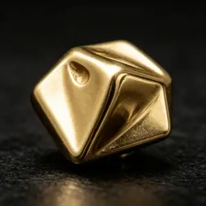 Close-up of a gold-tone cone metal button with shank back