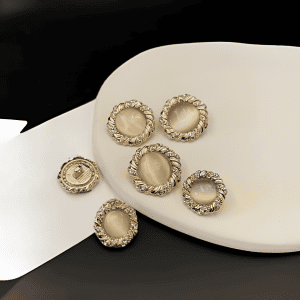 Cat eye rhinestone buttons in gold and silver, round buttons with a cat-eye stone and faceted rhinestones