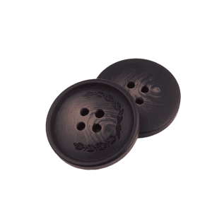Brown resin leaf-pattern 4-hole buttons with engraved laurel design, 15-30mm sewing buttons for coats, suits and DIY crafts