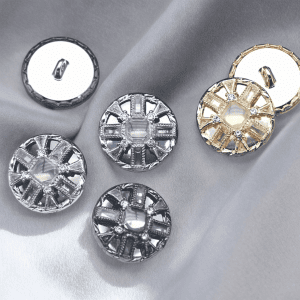 Starburst rhinestone metal buttons in gold and gunmetal, round metal buttons with a starburst pattern of faceted rhinestones