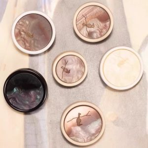 Metal bird buttons with a branch-and-bird pattern in black, white and coffee, vintage shank buttons for coats, cardigans and DIY sewing