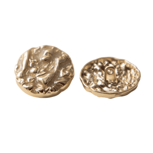 Hammered metal buttons with a textured oil-glazed face in rose gold, vintage shank buttons for coats, jackets and DIY sewing
