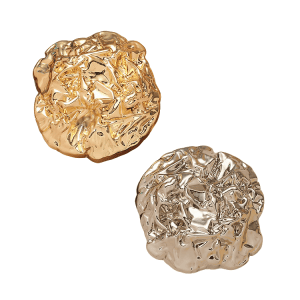 Textured metal coat buttons in warm gold and cool silver tones, round crushed-metal shank buttons for jackets and coats