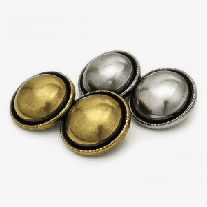 Metal dome buttons with a smooth high-domed face in antique bronze and silver, vintage shank buttons for coats, blazers and DIY sewing