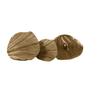 Ginkgo leaf buttons in matte gold, a set of fan-shaped metal sew-on buttons for coats, blazers and cardigans