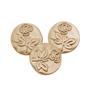 Gold-tone rose buttons with a single embossed rose and a shank back, decorative metal buttons for coats, blazers, knitwear and DIY sewing