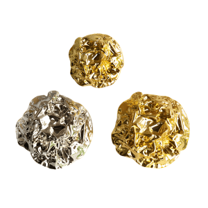 Gold crushed-metal coat buttons with an irregular foil-like texture and a shank back, for coats and statement outerwear