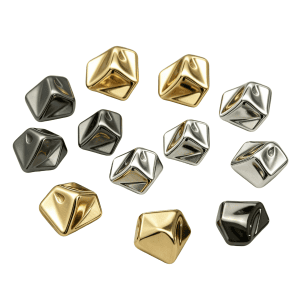 Cone metal buttons with shank back, faceted metal shank buttons in gold, silver and gunmetal for coats, jackets and clothing
