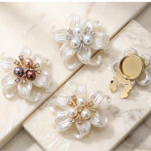 Back clip of pearl lily button cover, snap-on no-sew design