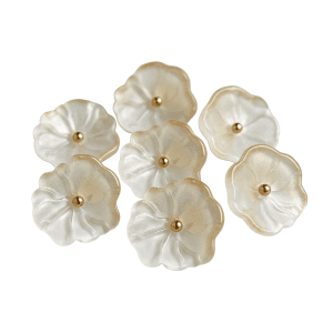 Cluster of large faux jade flower buttons with gold-tone centers