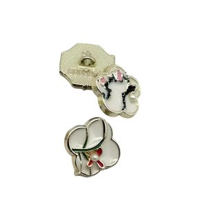 Three plum-orchid-bamboo-chrysanthemum metal buttons side by side in plum blossom, orchid and bamboo designs