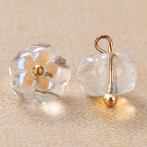 Iridescent pumpkin glass buttons, 9mm sew-on
